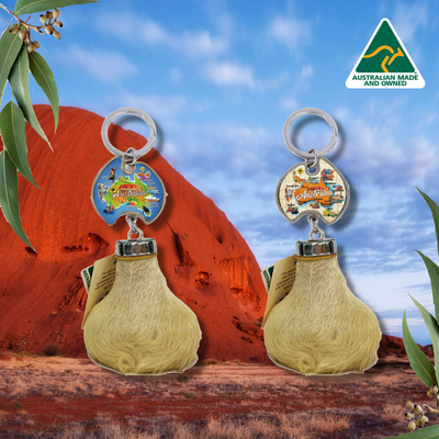 Kangaroo Scrotum Keyring - Aboriginal Design