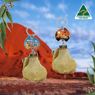 Kangaroo Scrotum Keyring - Australian Map Design