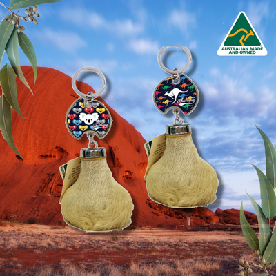 Kangaroo Scrotum Keyring - Outback Design